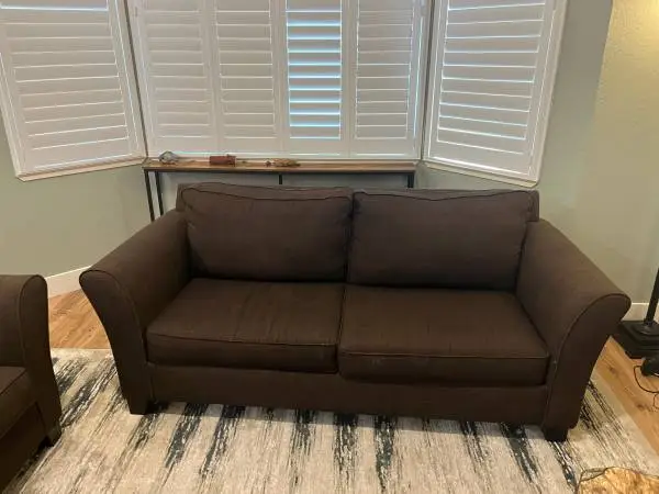 Couch and loveseat set - brown fabric