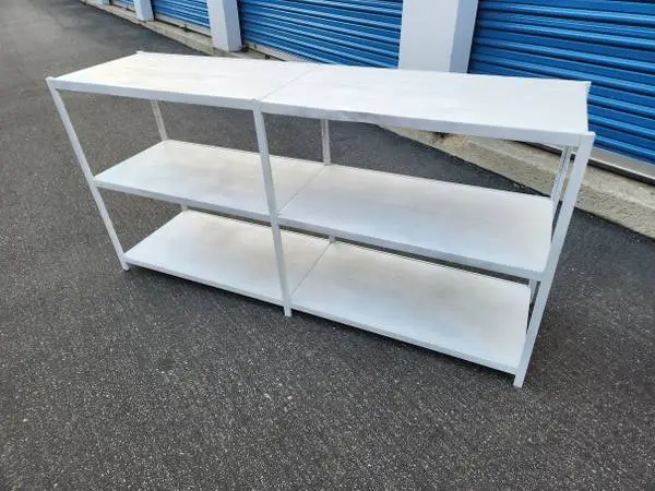 vintage aluminum 2 layer metal tin SHELF bookcase console 5 feet wide