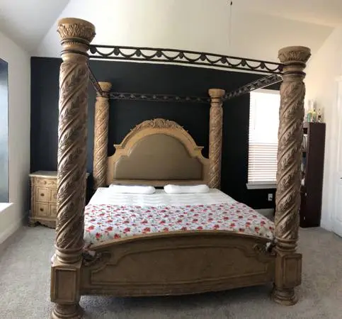 North Shore king size canopy bed and nightstand