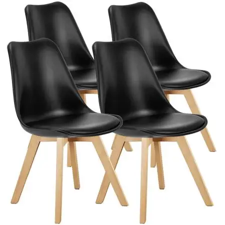 4 Modern Elegant Shell faux leather Dining Chairs mid-century style Kitchen Chai