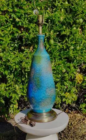 Vintage MCM Ceramic Glaze Drip Lamp