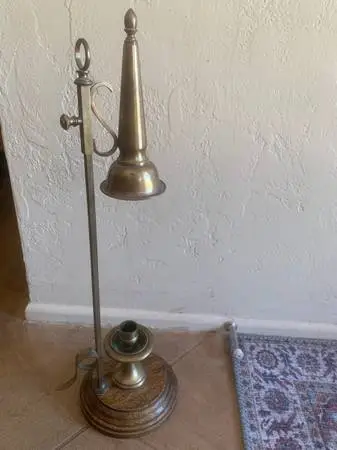 Ethan Allen Wood & Brass Candle Holder And Snuffer