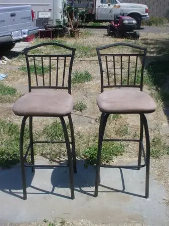 2 swivel barstools metal frame upholstered seat