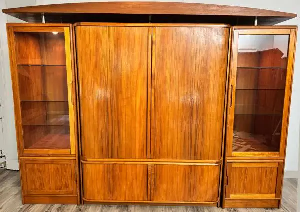 MCM teak wall unit/entertainment center/hutch
