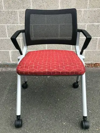 OFS Premium Mesh Nesting Chair with Armrests (Black/Red/Gold)