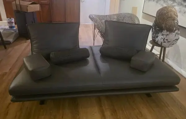 Authentic LIgne Roset Prado Sofa In Slate Leather (poltona Frau Seppia