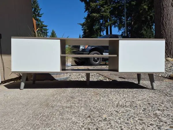 ✨White/Wood MCM Style TV/Media Stand-Excellent Condition!