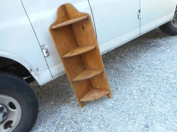 Short Pine Wood Corner Shelf w/ 4 Shelves