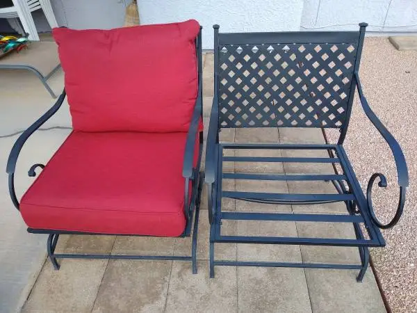 2 Metal sprung patio chairs