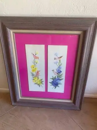 Mid-Century Feather Applique Art Birds
