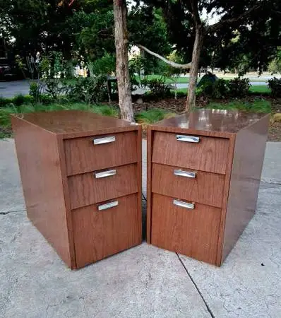 Mid Century Modern Steel Side Table/File Cabinets