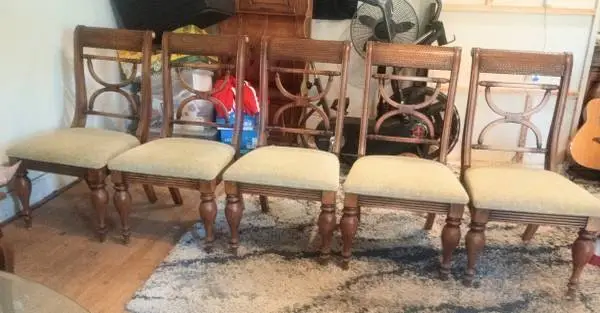 5 Very Comfortable Awesome Hardwood Dining Chairs Exc. Cond!