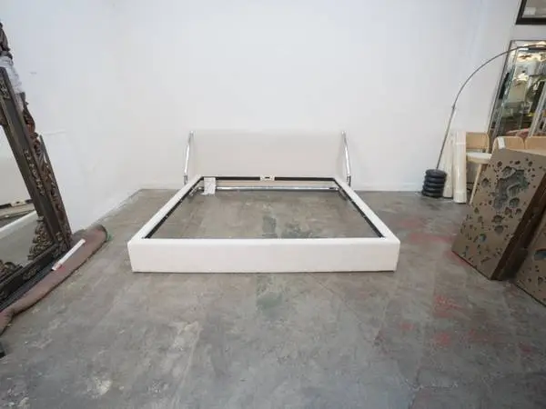 CB2 Sojourn Ogo Ivory Boucle King Bed