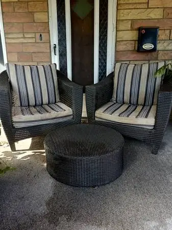 Brown woven porch furniture