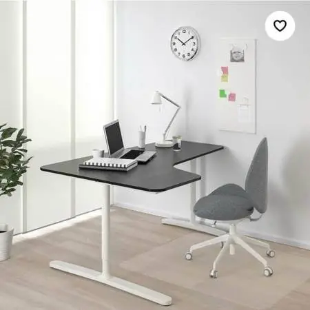 Ikea BEKANT Corner desk-left, black stained ash veneer/white