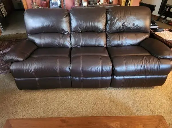 Leather Brown reclyner couch power