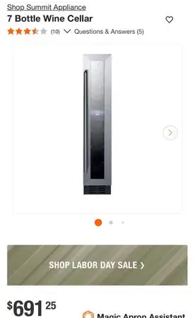 Brand New Unopened Summit Appliance SWC007 6W 7 Bottle Capacity Ultra Slim Wine