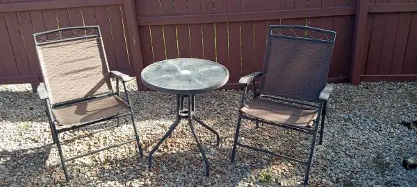 Outdoor Round Table with 2 Chairs - $30