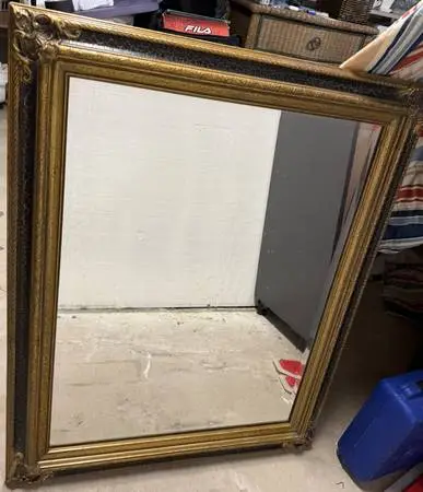 Ornate Black & Gold Crackle Accent Mirror - $50 OBO