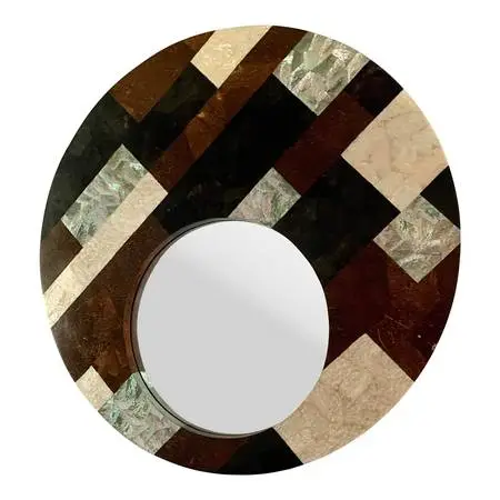 Modern Stone Round Mirror - Marble Onyx Slate