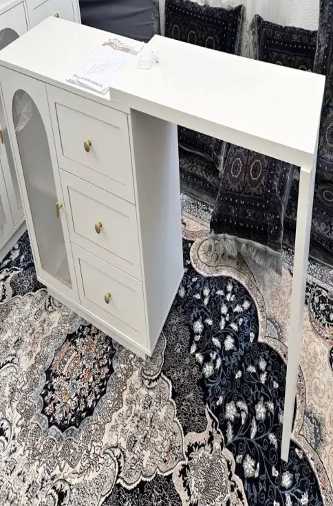 Royalcraft ZBDS001 White Desk with Drawers and Cabinet