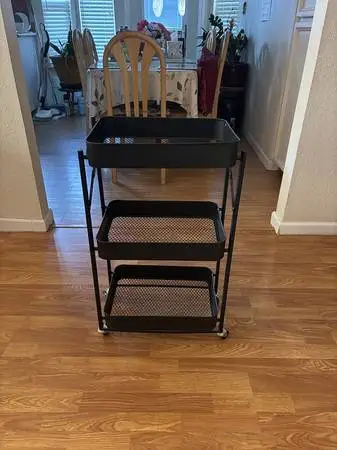 3-Tier Metal Rolling Utility Cart with Wheels