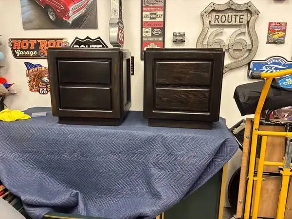 NEW (2) OAK NIGHTSTANDS WITH TWO DRAWERS IN EACH