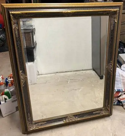 Huge Ornate Black & Gold Crackle Statement Mirror  - $120 OBO