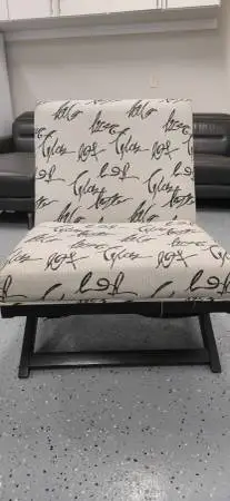 Modern French Script Slipper Accent Chair – Contemporary X-Base Frame