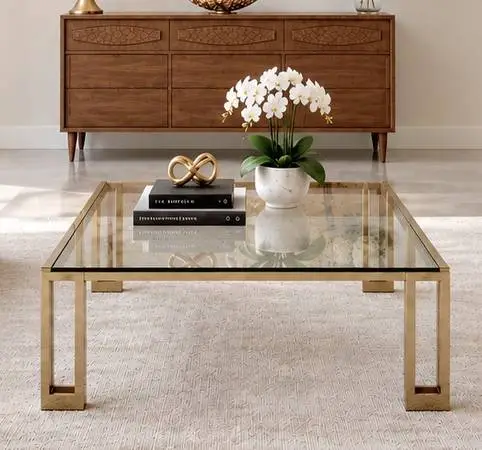 Awesome style Milo Baughman - Gold chrome coffee table - Super chic !