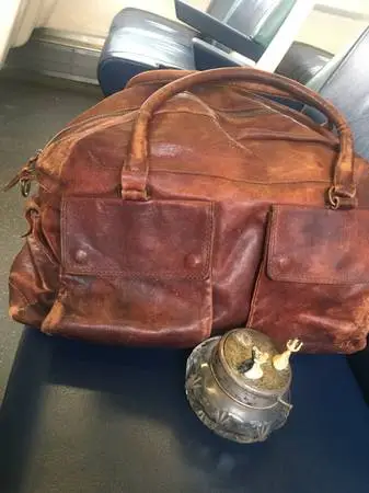 Hugo Boss leather distressed duffle bag