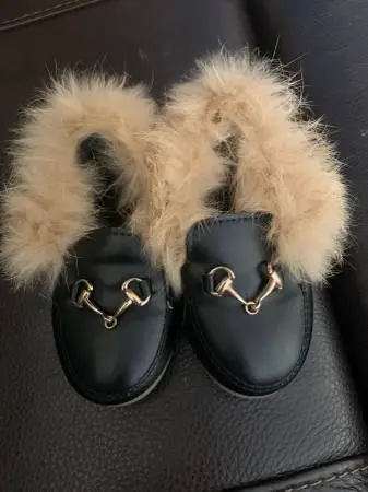 Like New - Toddler Fur Loafers size 23