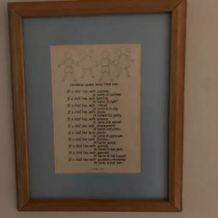 Inspirational Framed Calligraphy Print Children Learn What They Live