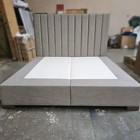 Excellent Condition - Modern Grey Upholstered Split King Platform Bed Frame