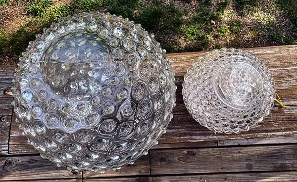 Bowl Vases Hobnail Stud Ball Bubble Ball Glass 5 1/2 and 3 1/2 Dia