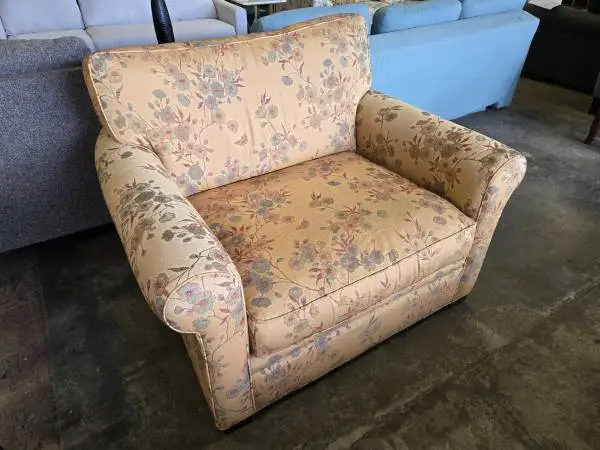 Habitat for Humanity Restore – Crate & Barrel Gold Floral Amrchair