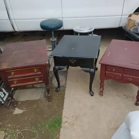 Vintage name brand end tables, great resto project, $12 each
