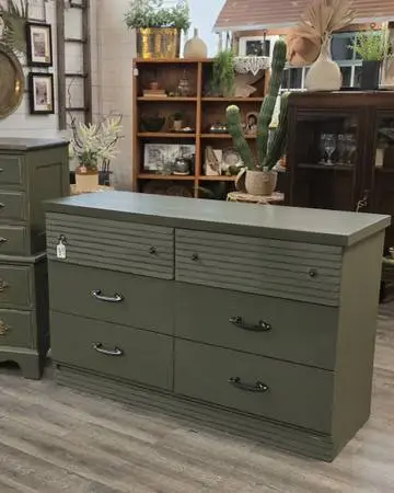 Newly Refinished Long Modern Dresser