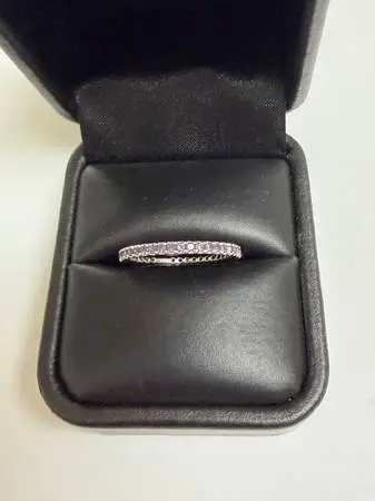 Beautiful 18K natural amethyst eternity ring. February Birthstone.
