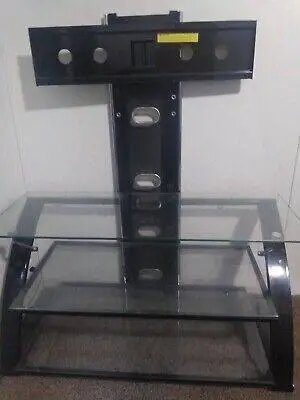 3 tiered glass shelf swivel TV stand 32 to 50