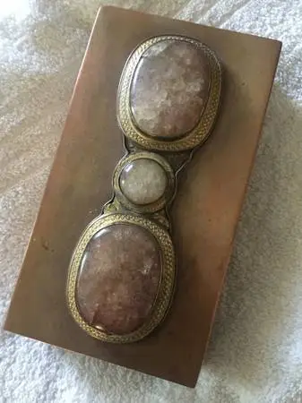 Vintage brass and agate cigarette box 📦