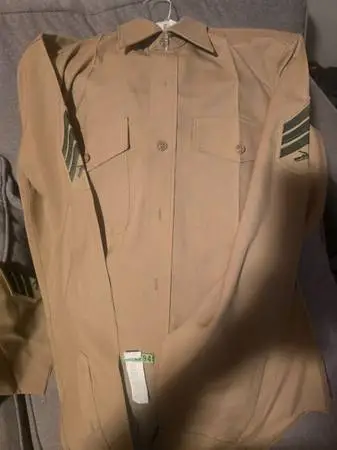 2 Vintage Marine Corp Khaki Uniform shirts