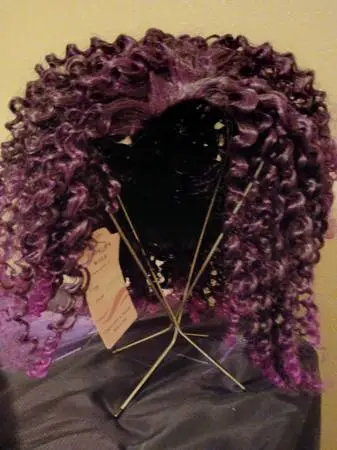 Black Curly Wig with Purple Highlights- New with Tag