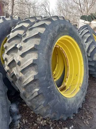 18.4-38 Firestone 23 degree tires on JD 12-bolt driver rims