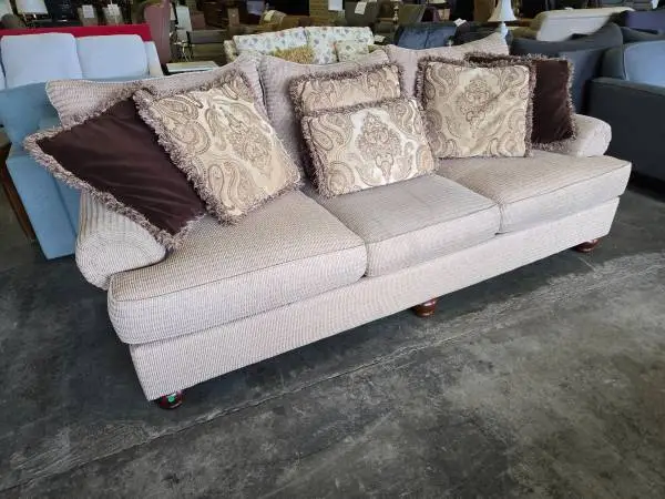 Habitat for Humanity Restore – Craftmaster Tan Sofa w/ Accent Pillows