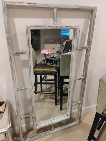 Large Mirror w/ Distressed Painted Frame 68 X 37.5 Like New!
