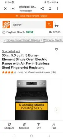 Whirlpool glasstop Range