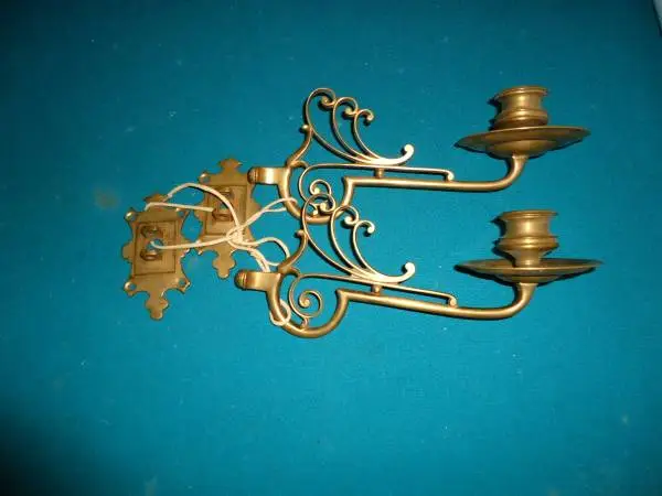 Vintage solid brass candle holders swing arm piano sconces