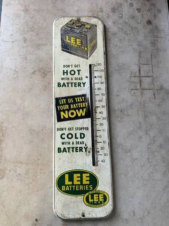 Early Lee Batteries Advertising Thermometer