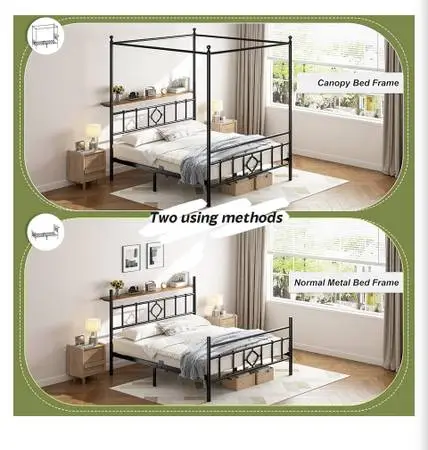 Full size mattress and canopy frame